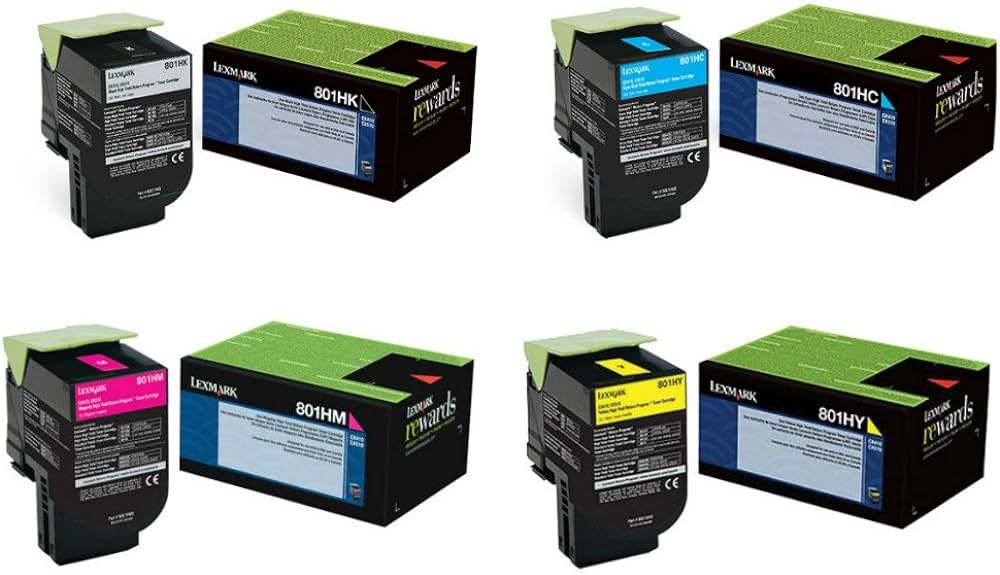 Lexmark 801H (80C1HC0, 80C1HK0, 80C1HM0, 80C1HY0) High Yield 4-Color Toner Cartridge Set