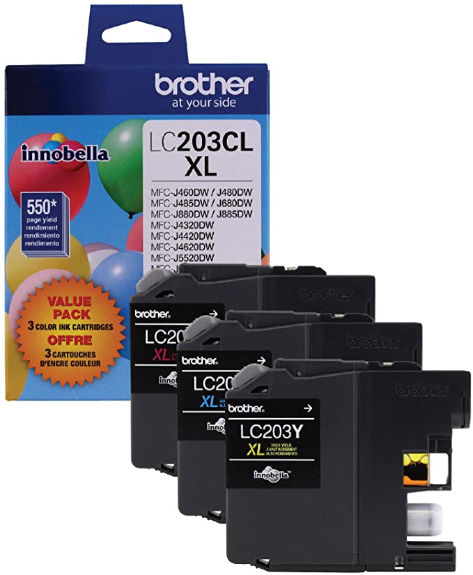 Brother LC203 3PKS Original Tri-Colour Ink Cartridge Combo High Yield