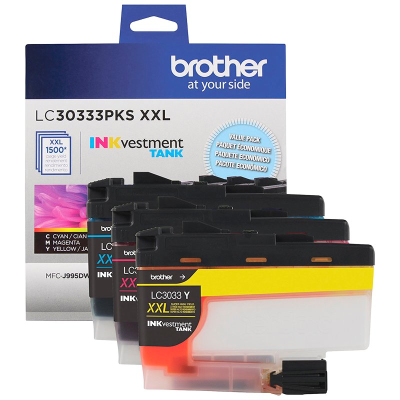 Brother LC3033 3PKS Original Tri-Color Ink Cartridge Combo Extra High Yield