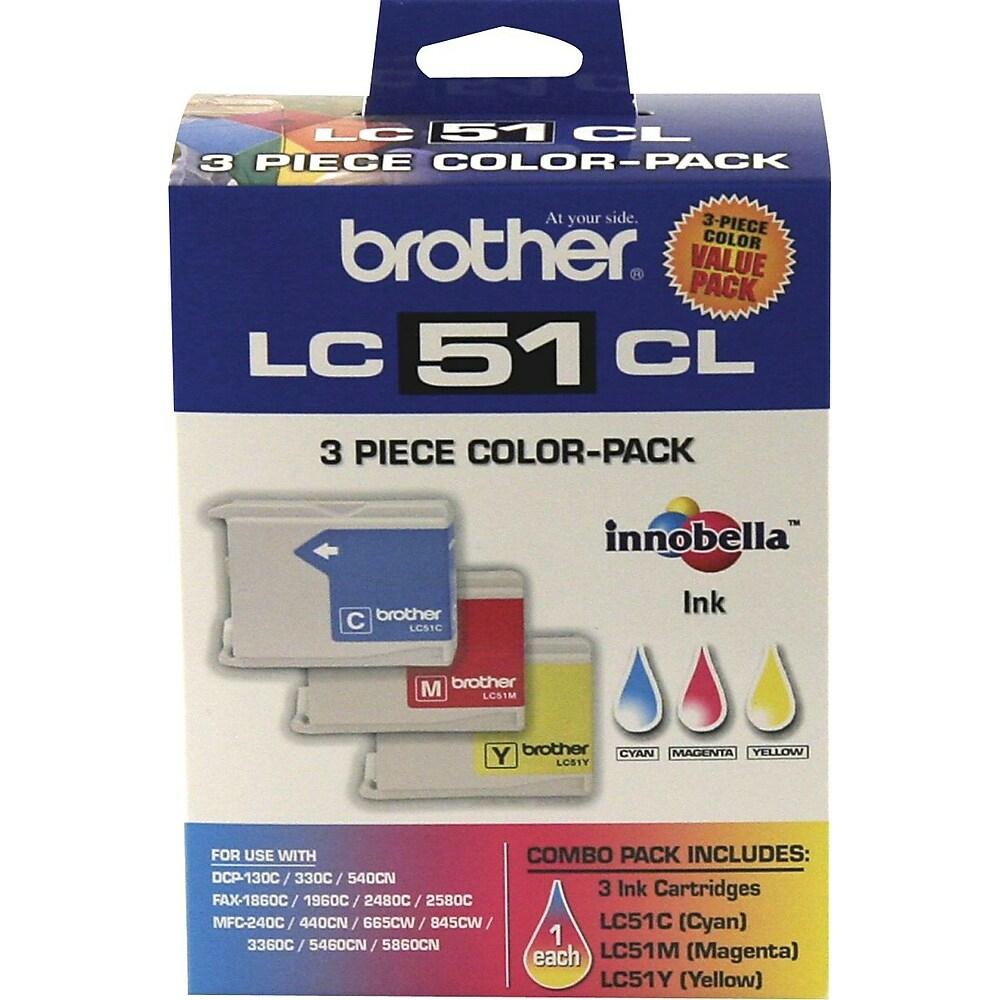 Brother LC51 3Pack Original Tricolor Ink Cartridge Combo C/M/Y